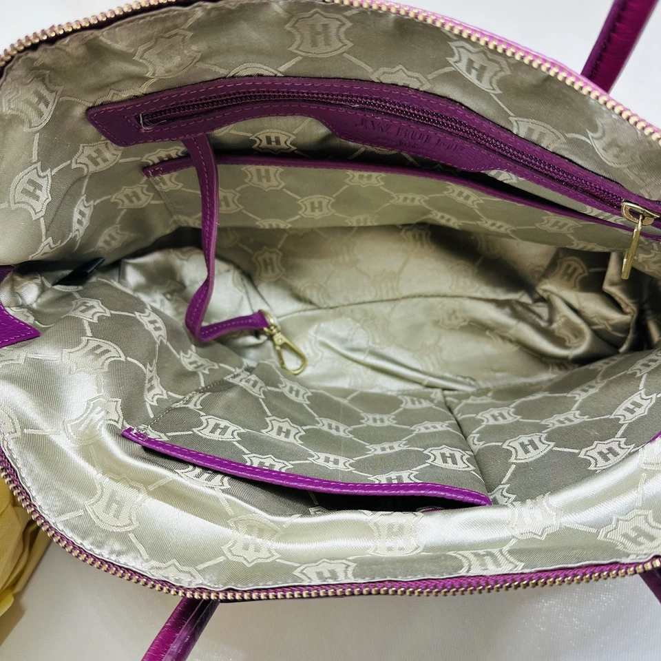 J.W. Hulme Co. кожаная сумка с короткими ручками сумка пурпурный розовый шагреневой кожи золотой сумочки - Изображение 3 из 4