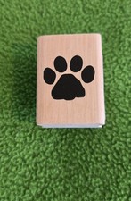 DOG CAT OR BEAR PAW PRINT WOOD MOUNTED RUBBER STAMP