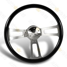W-power 432mm Black Wood Grip 5-hole 17 Billet Spoke Steering Wheel Whorn