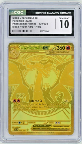 2025 Pokemon Phantasmal Mega Charizard X EX 130/094 Mega Hyper Rare CGC 10