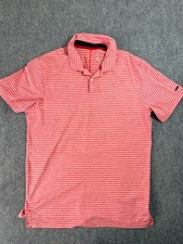 Nike Mens Polo Shirt S Dri-FIT Performance Golf Red White Striped Tiger Woods