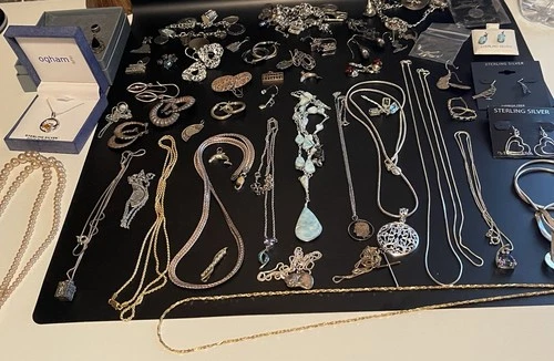Vintage Jewelry Sterling Silver Lot- Earrings, Necklaces, Charms, Bracelets- 925