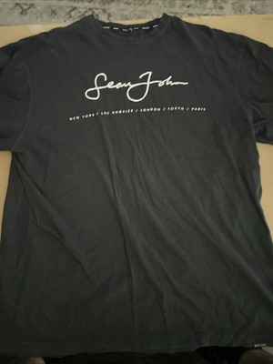 Vintage Sean John Script Logo Tshirt Mens Black P Diddy XXL 2XL Puff Daddy Diddy