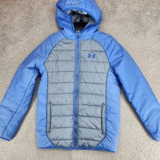 Under Armour Storm Boys Tuckerman Puffer Jacket Youth L Blue Gray Cold Gear