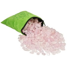 SUNYIK Natural Rose Quartz Tumbled Chip Stone, Heart Chakra Crystal Pillow fo...