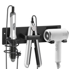 Hair Tool Organizer Wall Mount Aluminum Hair Dryer Holder Curling Iron Ra...