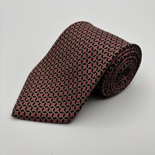 Brooks Brothers Makers Silk Repp Tie Mens Pink Gold Geometric Pattern Hand USA