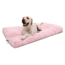 Washable Dog Bed Medium Size Dog Crate Bed Plush Pet Mat 35"x23" Pink