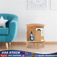 1 Tier Rotating Bookshelf 360 Pine Wood Spinning Bookshelf Revolving Bookcase