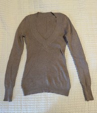 Women's Sweater Tan V Neck