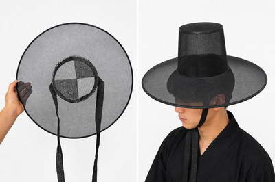 Korean Traditional Hat Gat Joseon Kingdom Cosplay Black Mesh Top Hat Adult Kids