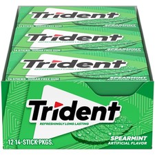 Spearmint SugarFree Chewing Gum, 12 Packs of 14 Pieces 168 Total Pieces