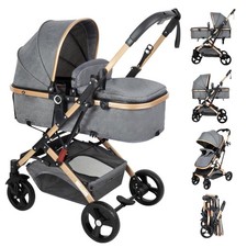 2 in 1 Baby Stroller Newborn Stroller Foldable Convertible Infant Stroller Pu...