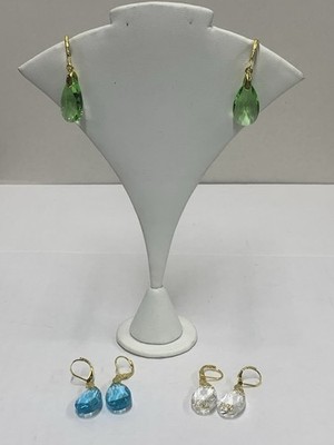 Joan Rivers Pierced Earrings 3 Pair Faceted Tear Drop Good Condition 