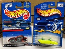 Hot wheels motorcycle side car outsider and scorching scooter motorcycle