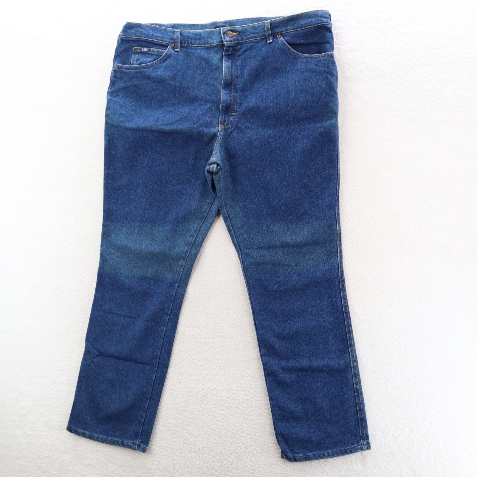 Vintage Lee USA Union Denim Jeans Men 46x32 Medium Wash Blue Workwear