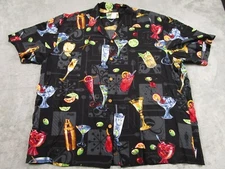 Vintage Paradise Found Shirt Mens XL Black Cocktail Happy Hour Hawaiian