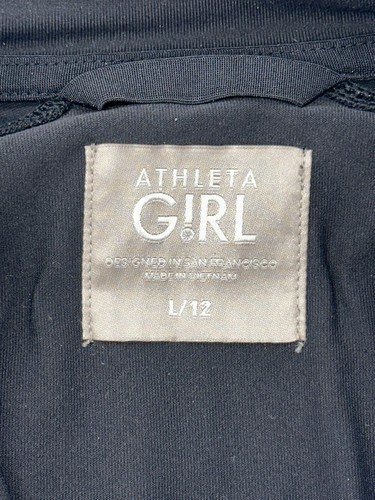 Athleta Girl Full Zip Athletic Jacket Girls L Black Nylon Spandex YGI A5-82 - Picture 8 of 13