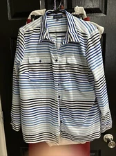 Notations Womens Long Sleeve Blouse for Women Casual L  in white w/h Blue Hues