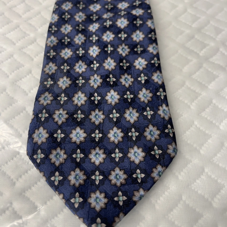 Ermenegildo zegna Navy Floral Silk Tie suit necktie italy made luxury accessory - Image 2 of 4