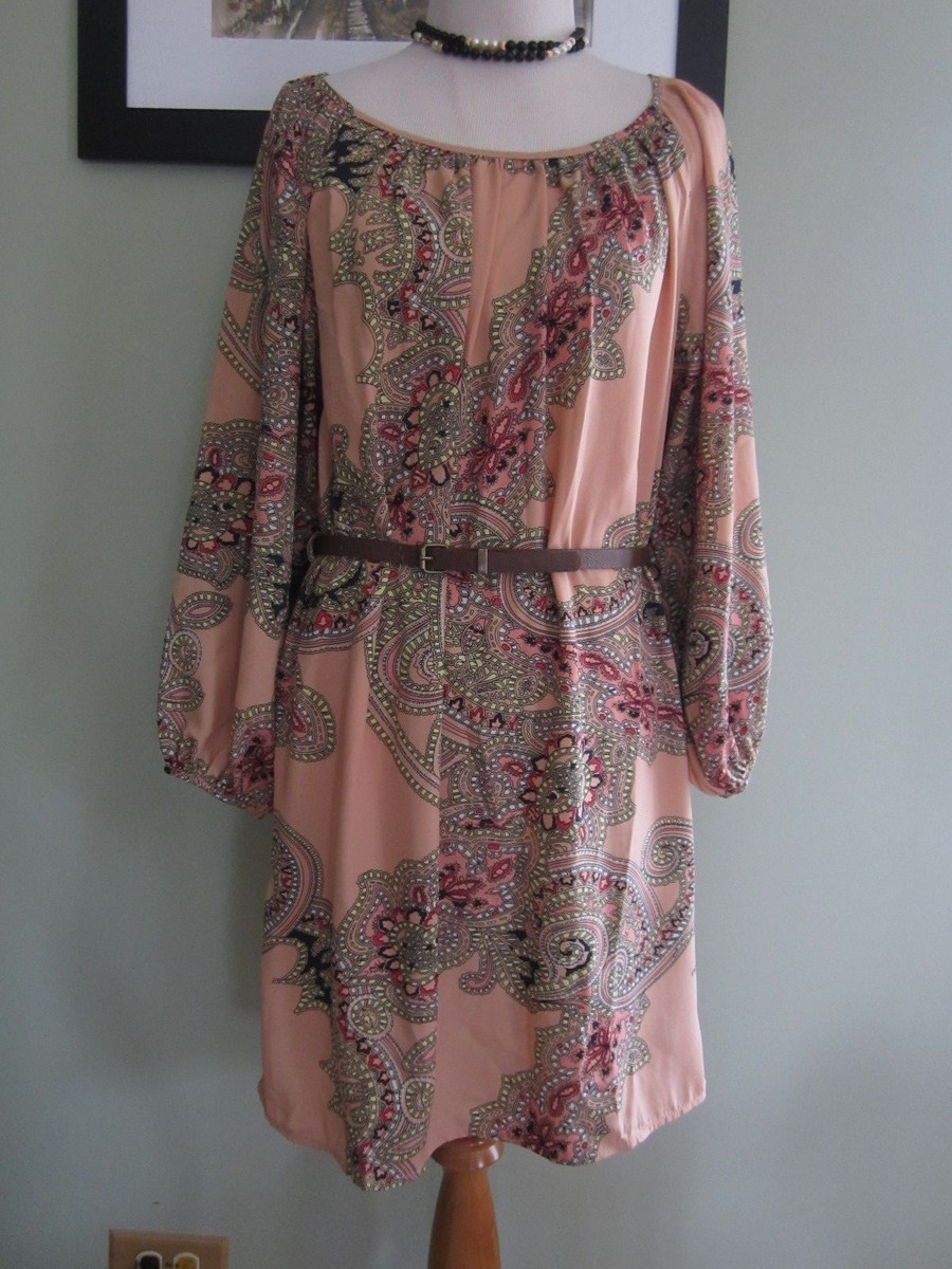 Forever 21 Contemporary Brown Belted Long Sleeve Dress Size S