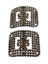Antique Pair Steel Cut Shoe Buckles Clips Made In France Rustic Some Rust VTG