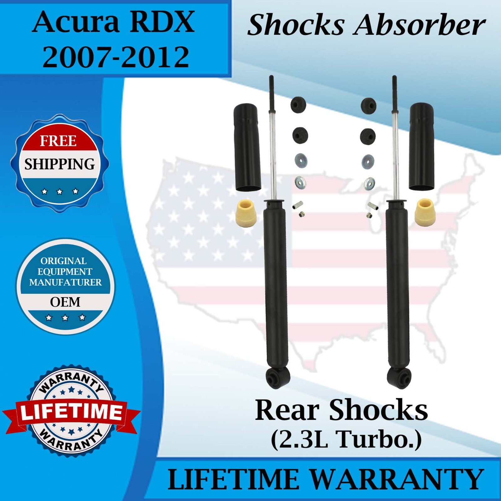 KYB Genuine OEM Rear Shocks For 20072012 Acura RDX 2.3L Turbo Lifetime