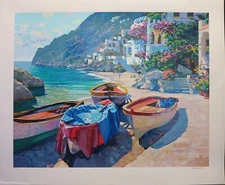 Rare Howard Behrens Capri Boats SN LTD Serigraph on Paper Fine Art 1996 OBO