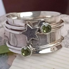 925 Sterling Silver Peridot Gemstone Women's Handmade Ring All Size AK68