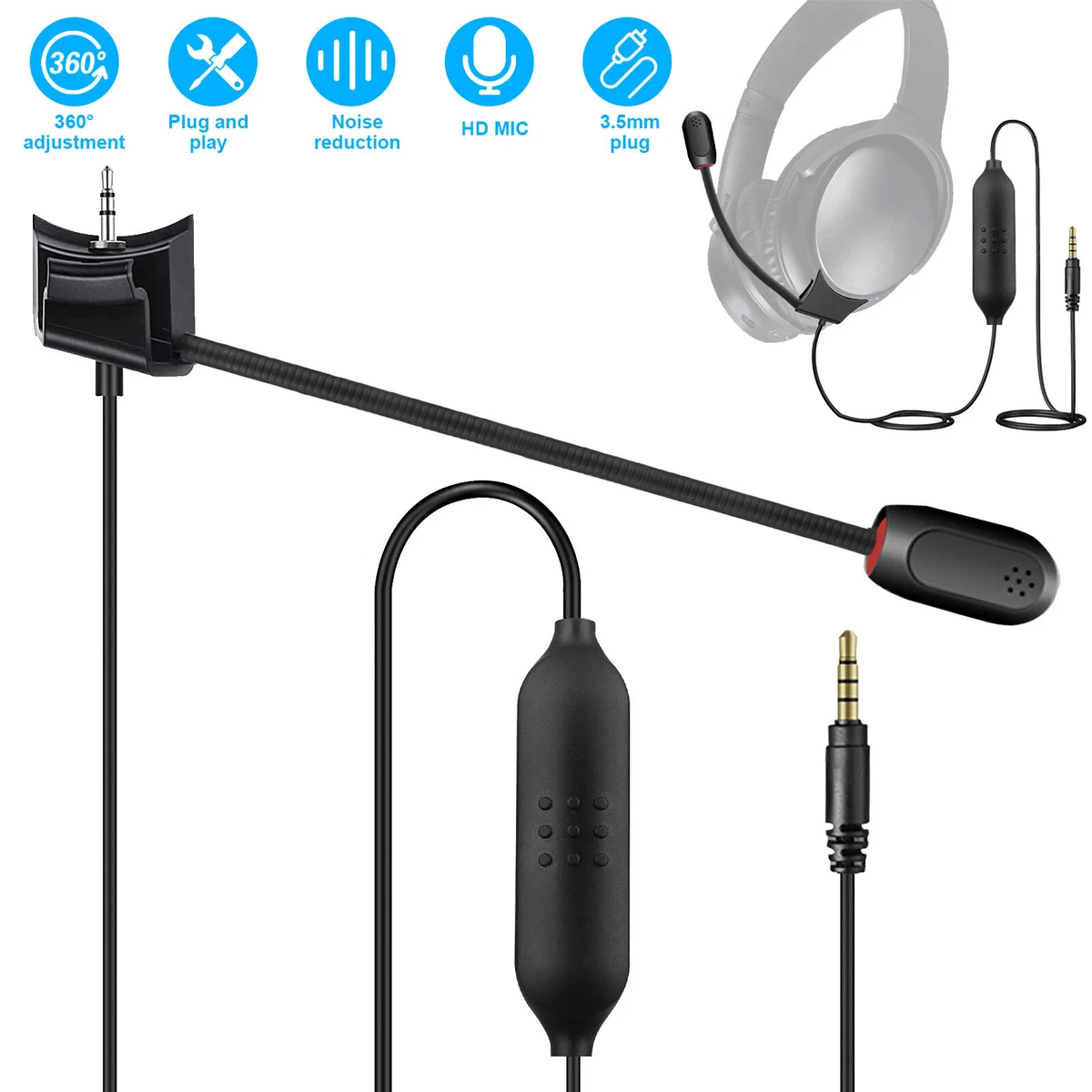 Detachable boom mic for headphones hot sale