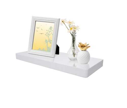 MENSOLA DA PARETE BIANCA SCOMPARSA BAGNO LIBRERIA SCAFFALE ESPOSITORE DECORATIVO - Foto 4 di 4