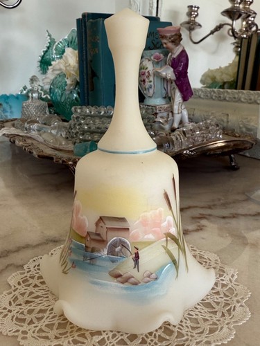De colección Fenton Natillas Vidrio Pintado a Mano Lago y Molino de Agua Escena Colas de Gata D Anderson - Imagen 2 de 12