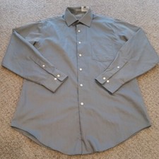 Van Heusen Shirt Mens 15.5 Solid Gray Fitted ...