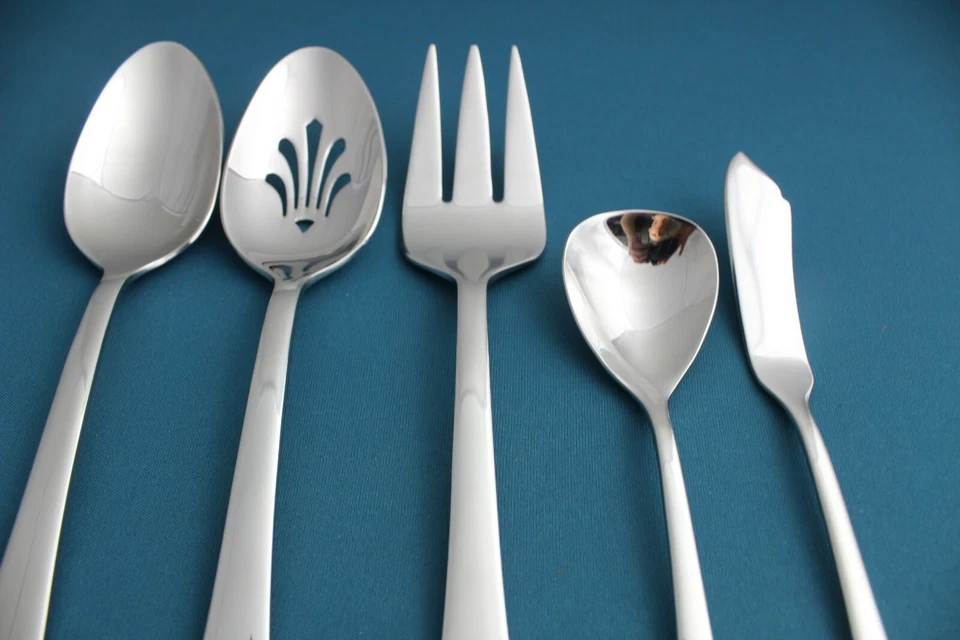 5pc Serving Tablespoon Pierced Fork Lenox PORTOLA 18/10 Stainless NEW - Image 3 of 4