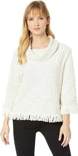 Vince Camuto Womens Cowl Neck Fringe Hem Pullover Sweater