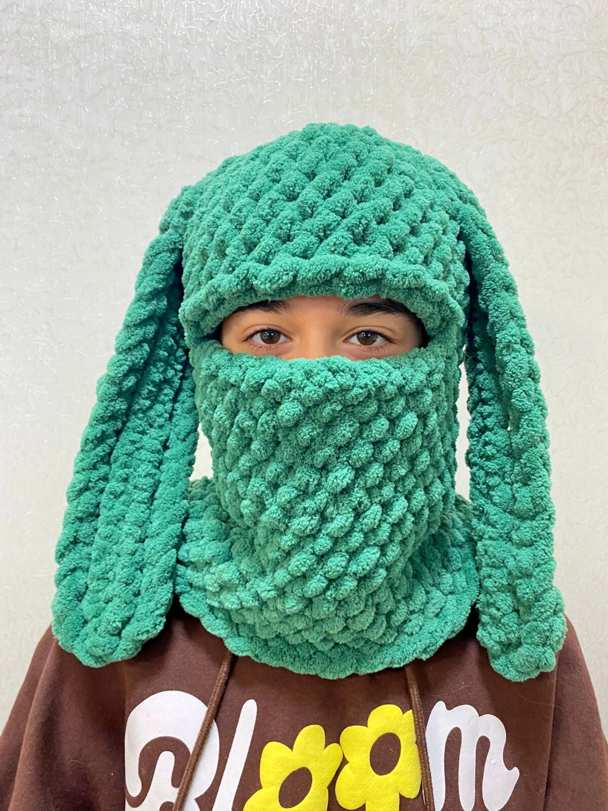 Balaclava knit Hood with ears Bunny Winter Hat Ski Mask