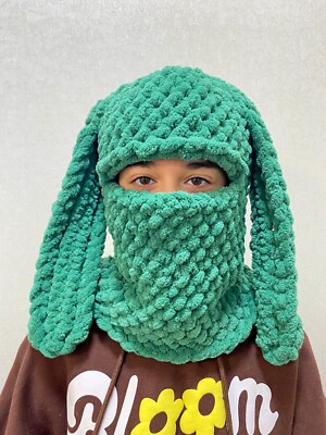 Balaclava knit Hood with ears Bunny Winter Hat Ski Mask