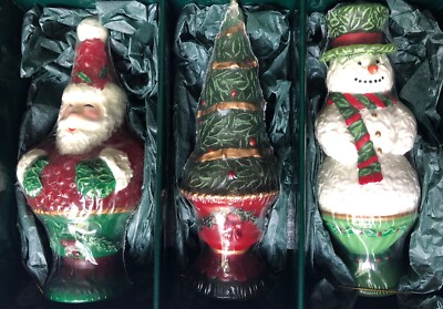 White Barn Christmas Candle Trio Santa Snowman Tree NEW 3 Pcs New Sealed