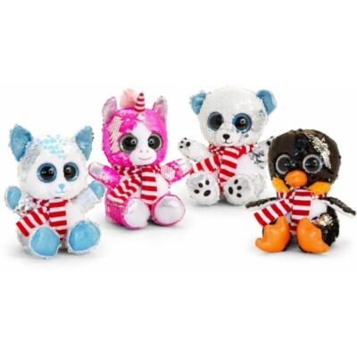 HUS GLITTER MOTSU REVERSIBLE PLUSH CHRISTMAS TOYS 20CM BEAR PENGUIN UNICORN HUS GLITTER MOTSU REVERSIBLE PLUSH CHRISTMAS TOYS 20CM BEAR PENGUIN UNICORN
