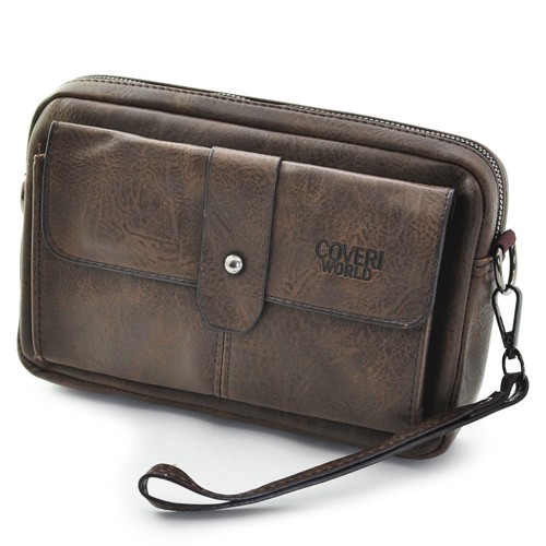 COVERI borsa firmata a mano uomo 2in1 Pelle vintage Pochette a Mano Da Polso - Imagen 8 de 8