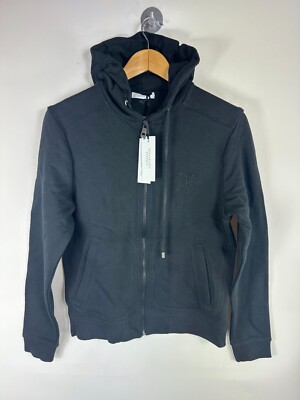 Authentic Ex Sample Piece Versace  Collection Black Full Zip Hoodie - XS