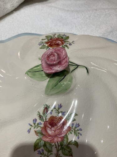 Fondeville Ambassador Ware England Strasbourg Rose Dome Covered Tri Casserole - Picture 2 of 12