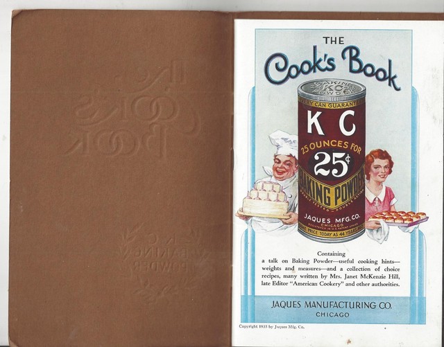 The Cook's Book KC Baking Powder 1935 Jaques manufacturing co softcover