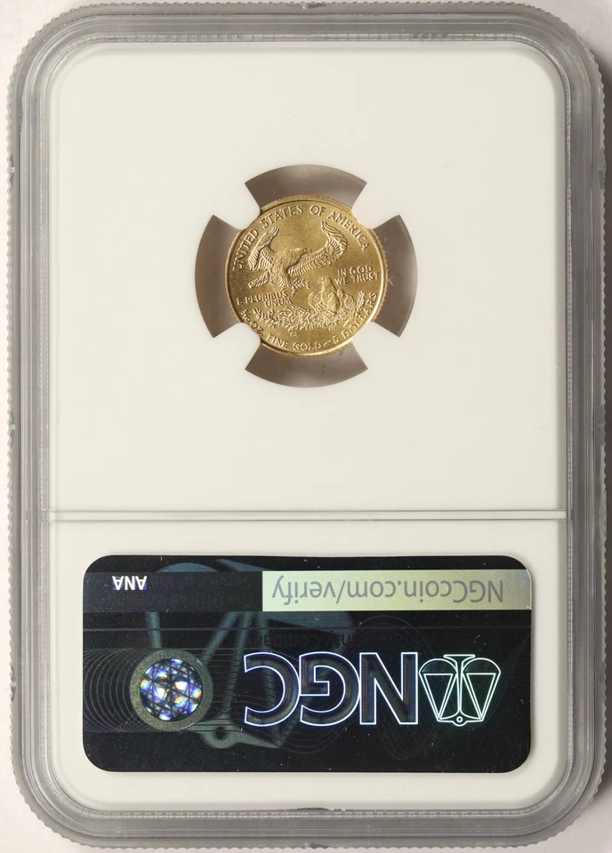 2005 $5 Gold 1/10 oz American Eagle NGC MS69 - Image 2 of 4