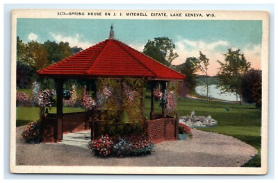 Postcard Spring House J J Mitchell Estate c1917 Unposted Lake Geneva Wisconsin