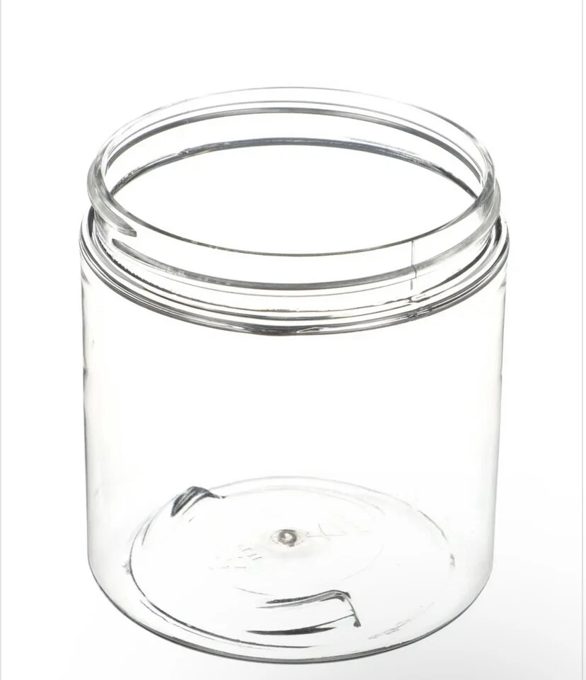 8 oz Clear Straight Sided Plastic Jars - Ribbed Lined Cap - Bulk Pack FREE SHIP - Image 2 of 3