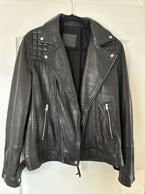 All Saints Conroy Crinkled Leather Biker Jacket