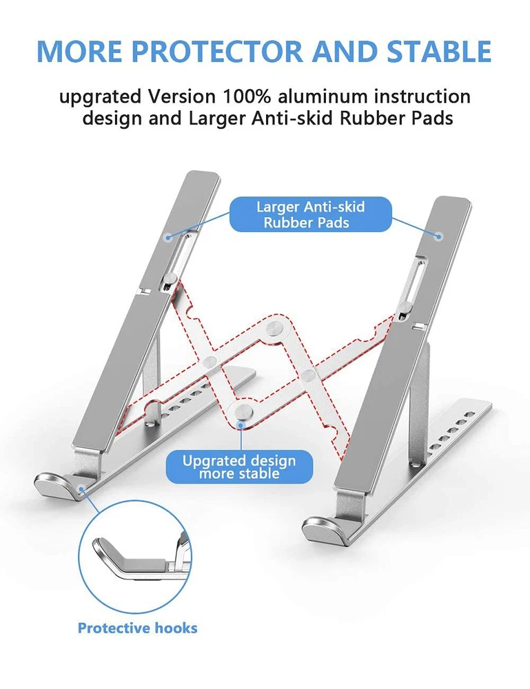 Adjustable Aluminum Laptop Stand Foldable Portable Holder for Better Ergonomics and Upgrade Ant  