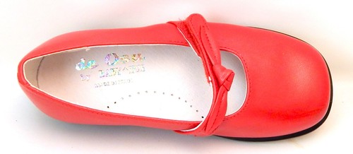 DE OSU -Spain - Girls Red Leather Bow Dress Shoes Flats -European 27 -Size 10 - Picture 5 of 5