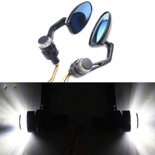 Motorbike 7/8''Handlebar Bar End Mirrors Indicator Turn Signal Bike Adjustable - Picture 10 of 19